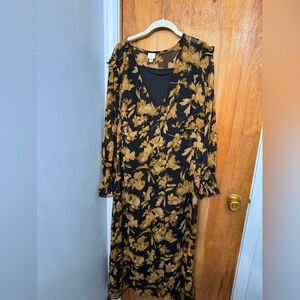 A New Day Black and Gold Floral Dress